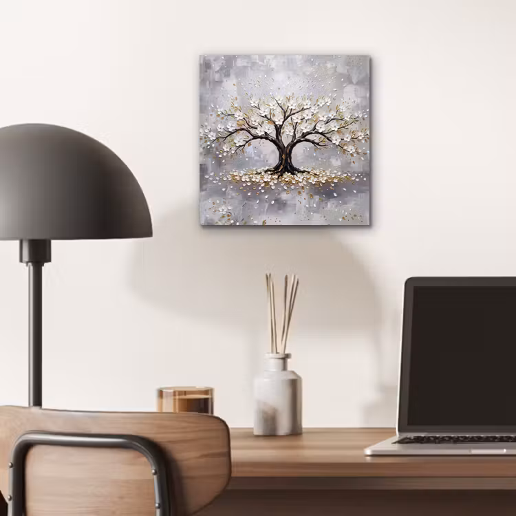 Boom - Bloemen - Natuur - Abstract - Wit aluminium wit klein -sfeer5