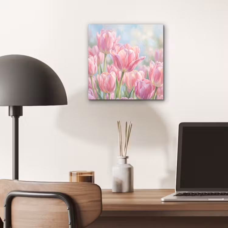 Tulpen - Veld - Lente - Roze aluminium wit klein -sfeer5