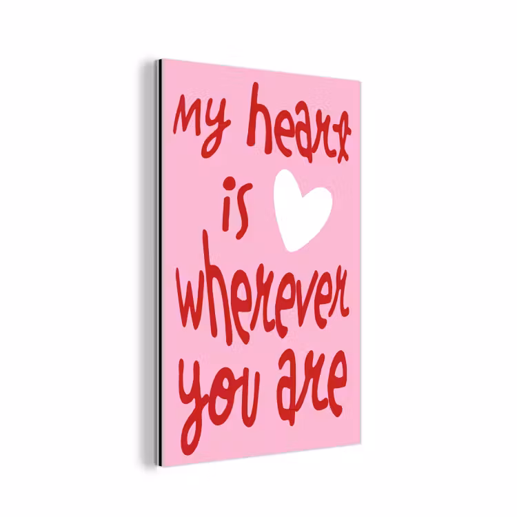 Valentijn - Hart - Liefde - Roze aluminium wit klein -3d