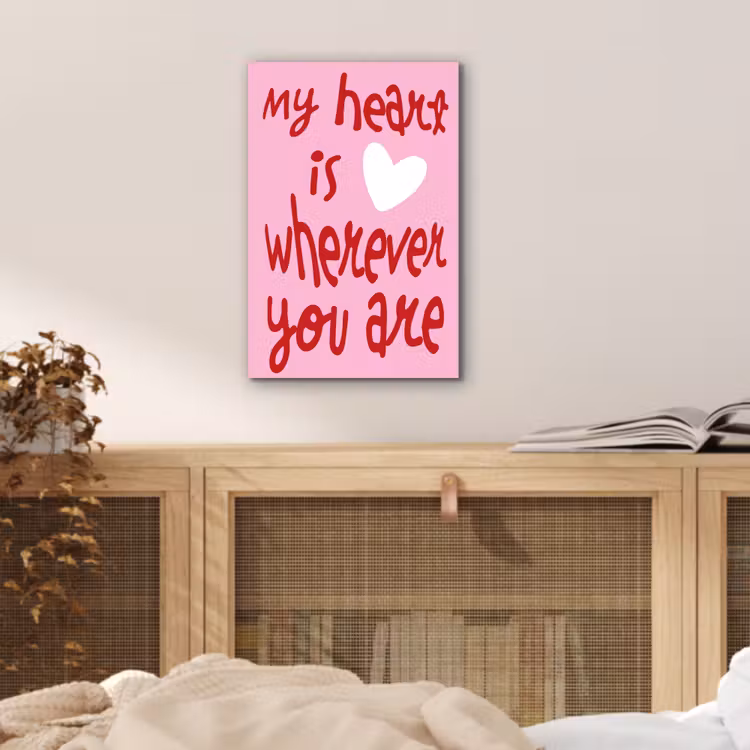 Valentijn - Hart - Liefde - Roze aluminium wit klein -sfeer3
