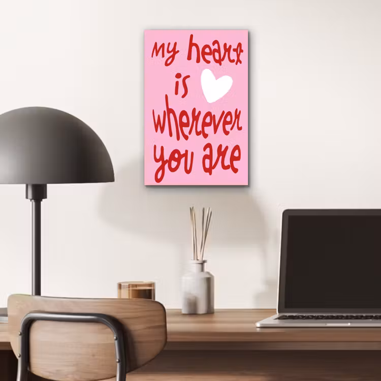 Valentijn - Hart - Liefde - Roze aluminium wit klein -sfeer5
