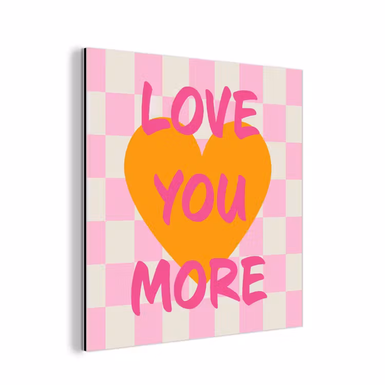 Valentijn - Love - Roze - Oranje aluminium wit klein -3d