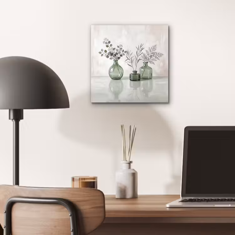 Vazen - Bladeren - Groen aluminium wit klein -sfeer5