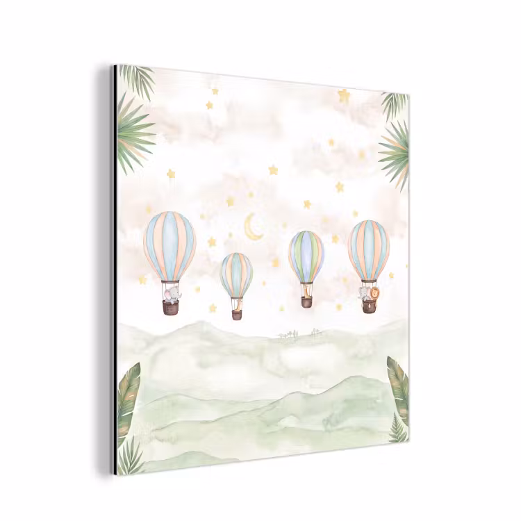 Aquarel - Luchtballonnen - Pastel aluminium wit klein -3d