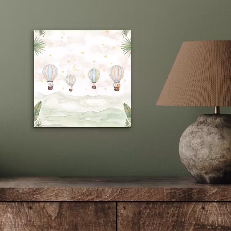 Aquarel - Luchtballonnen - Pastel aluminium wit klein -sfeer2
