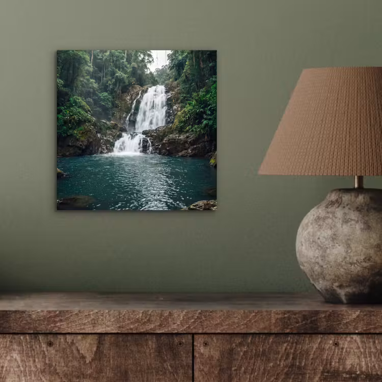 Waterfall - Forest - Nature - Greenkhgyguyg aluminium wit klein -sfeer2