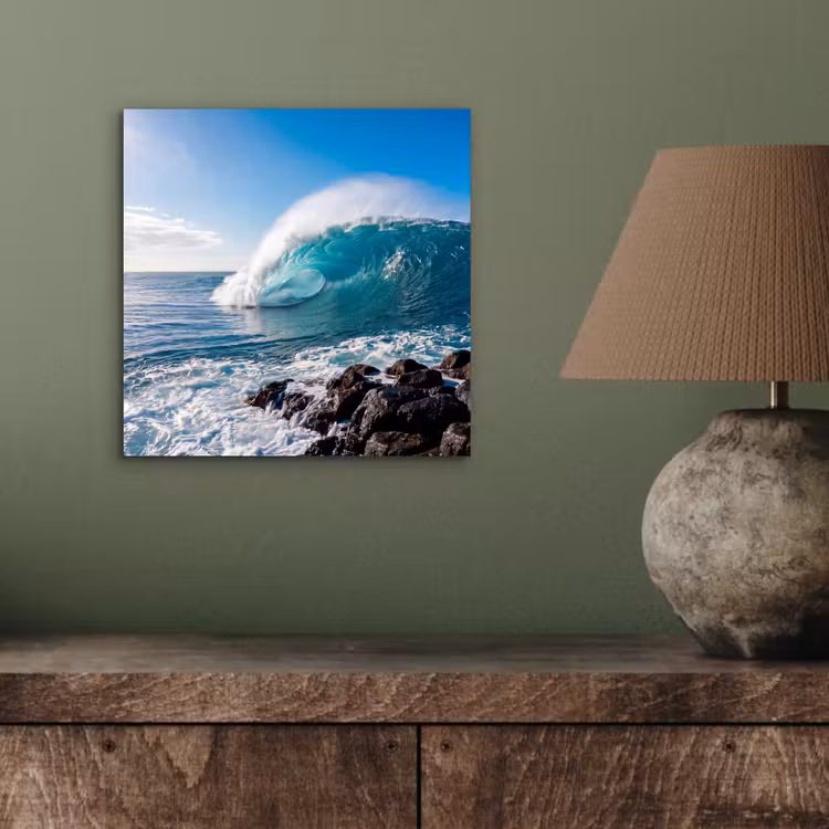 Golf - Oceaan - Brekend - Water - Blauw aluminium wit klein -sfeer2