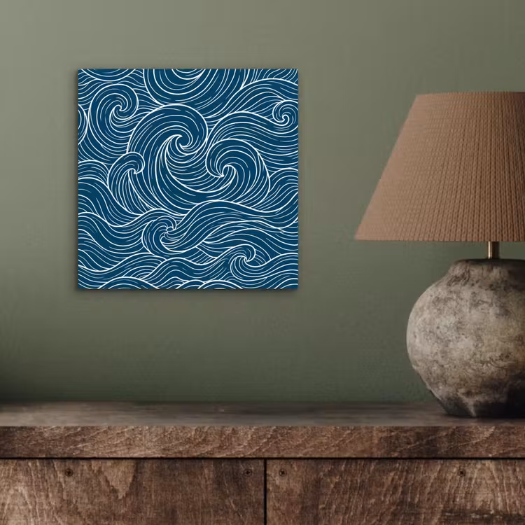 Golven - Spiraal - Water - Abstract - Blauw aluminium wit klein -sfeer2