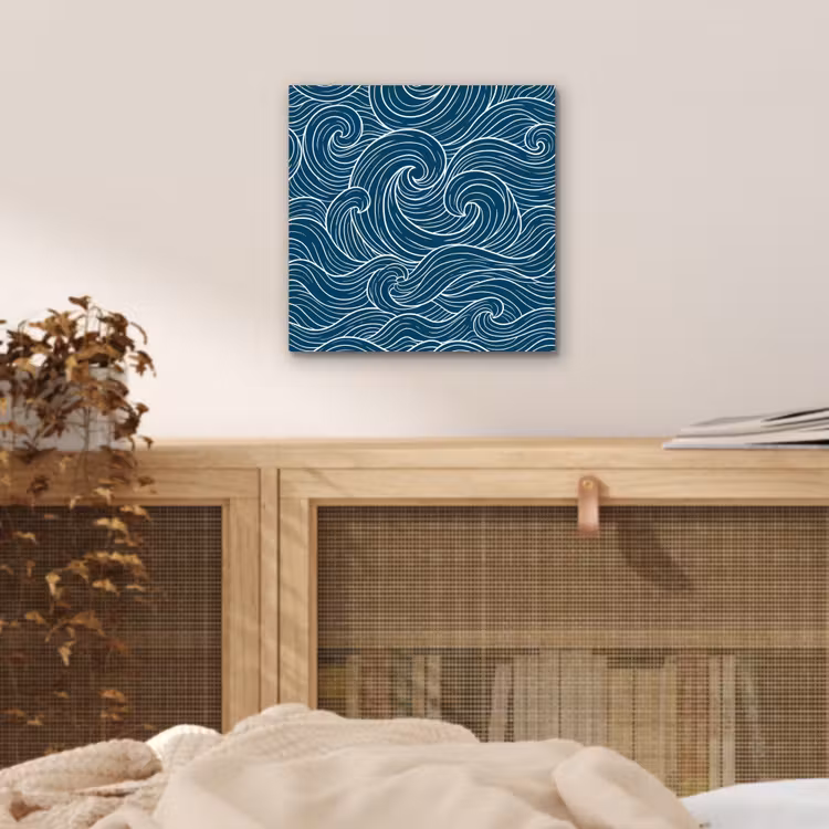 Golven - Spiraal - Water - Abstract - Blauw aluminium wit klein -sfeer3
