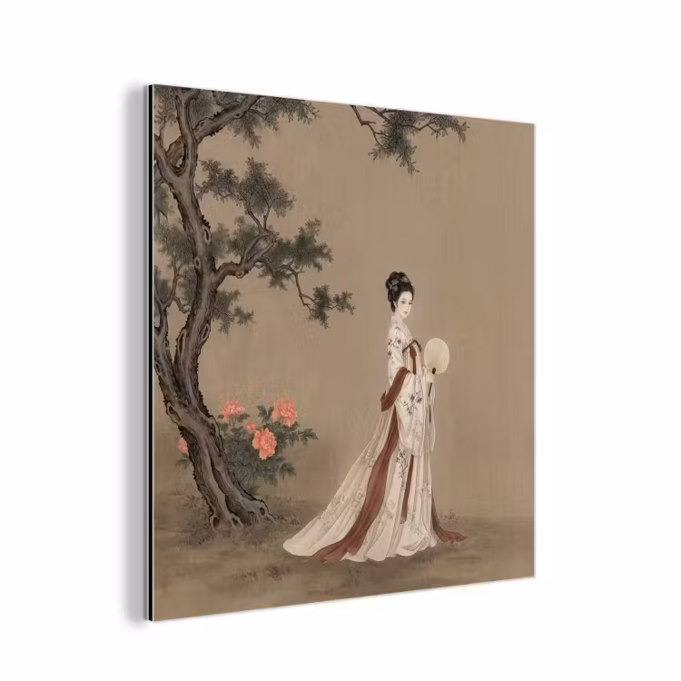 Vrouw - Azië - Kunst - Beige aluminium wit klein -3d