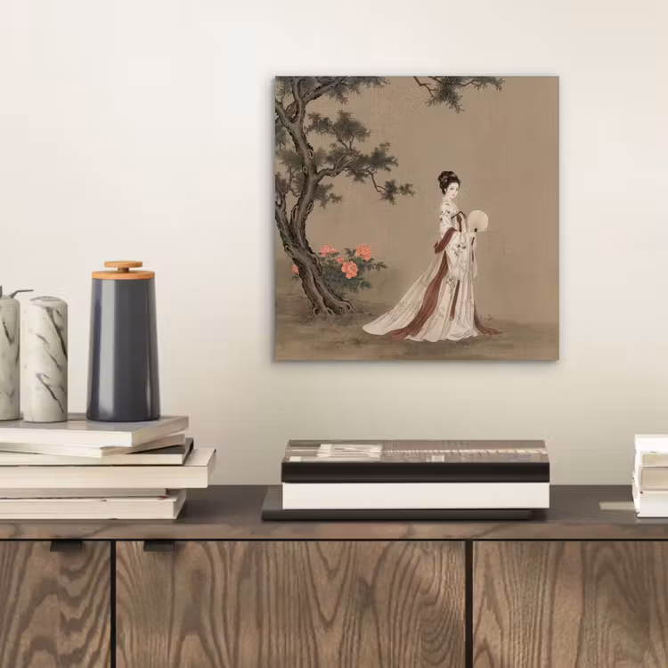 Vrouw - Azië - Kunst - Beige aluminium wit klein -sfeer1