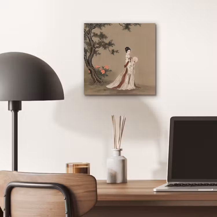 Vrouw - Azië - Kunst - Beige aluminium wit klein -sfeer5