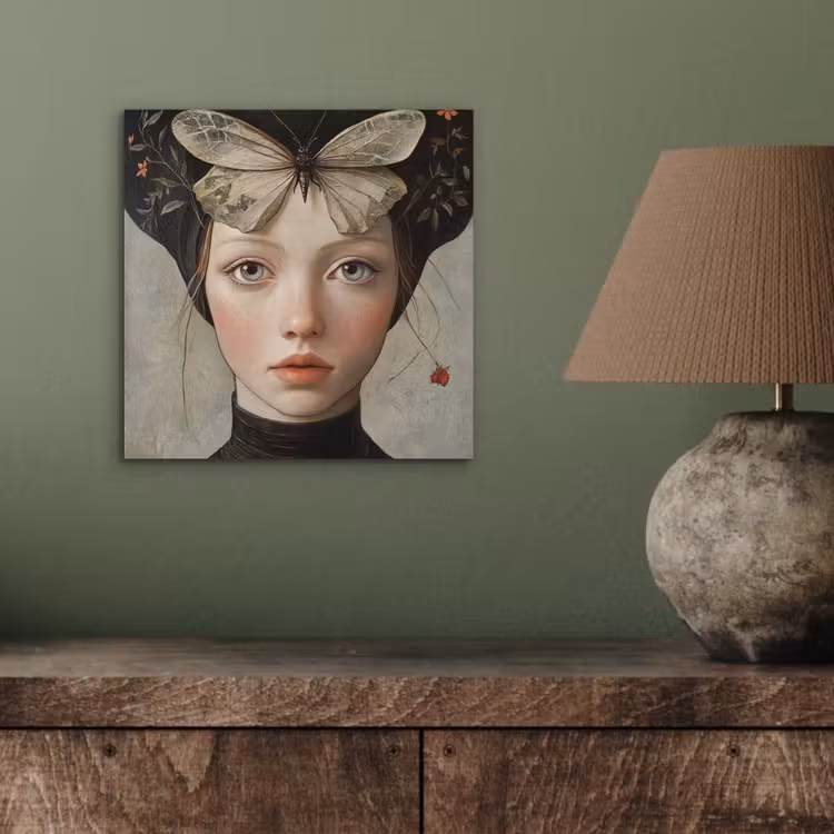 Woman - Butterfly - Art - Classic - Muted aluminium wit klein -sfeer2