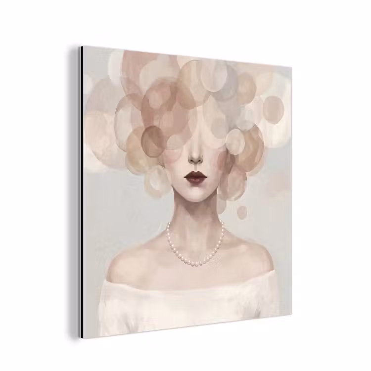 Vrouw - Cirkels - Beige aluminium wit klein -3d