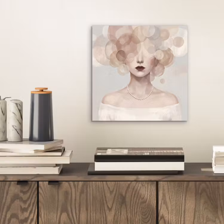 Vrouw - Cirkels - Beige aluminium wit klein -sfeer1