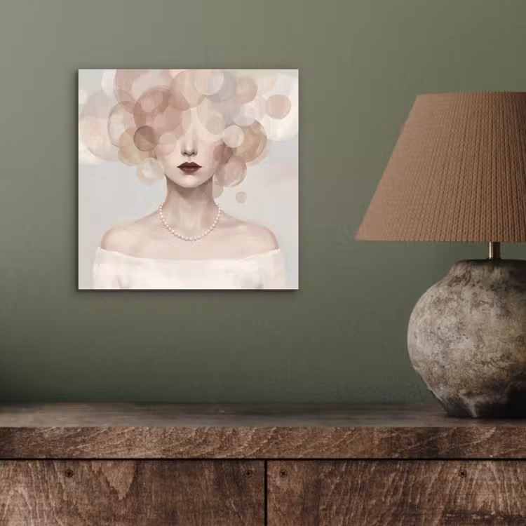 Vrouw - Cirkels - Beige aluminium wit klein -sfeer2