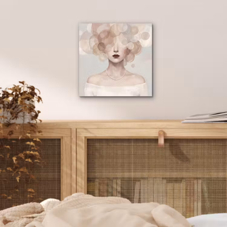Vrouw - Cirkels - Beige aluminium wit klein -sfeer3