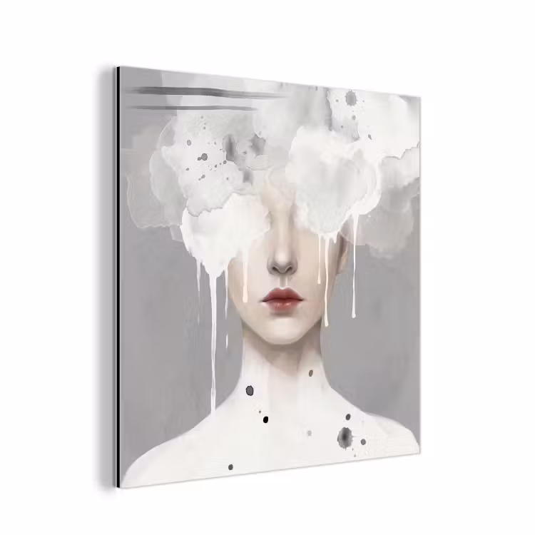 Vrouw - Wolk - Grijs aluminium wit klein -3d