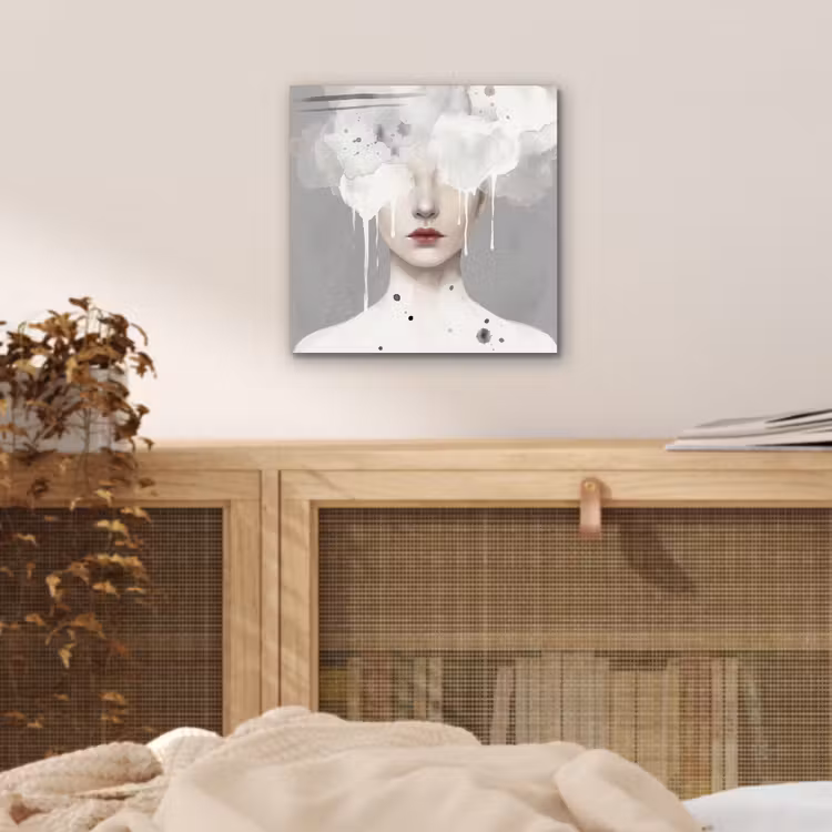 Vrouw - Wolk - Grijs aluminium wit klein -sfeer3