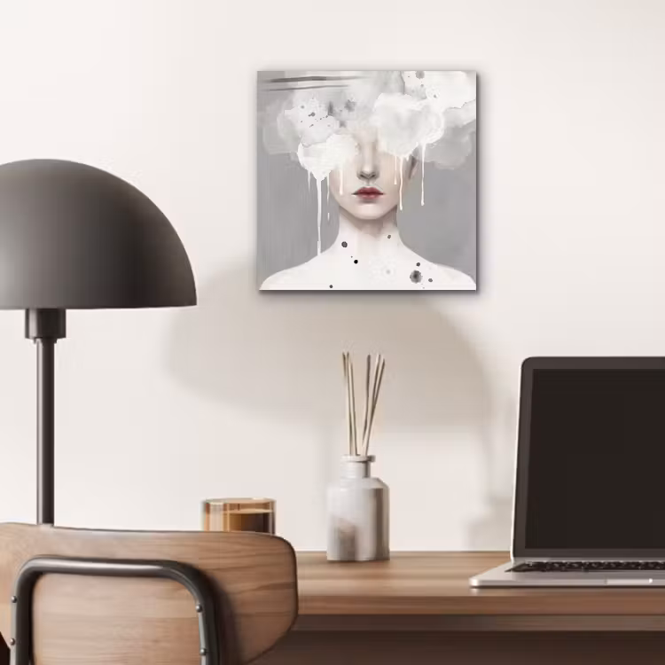 Vrouw - Wolk - Grijs aluminium wit klein -sfeer5