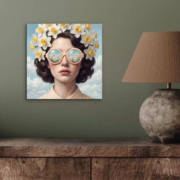 Vrouw - Narcissen - Geel aluminium wit klein -sfeer2