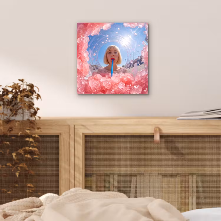 Vrouw - Drank - Zomer - Roze - Blauw aluminium wit klein -sfeer3