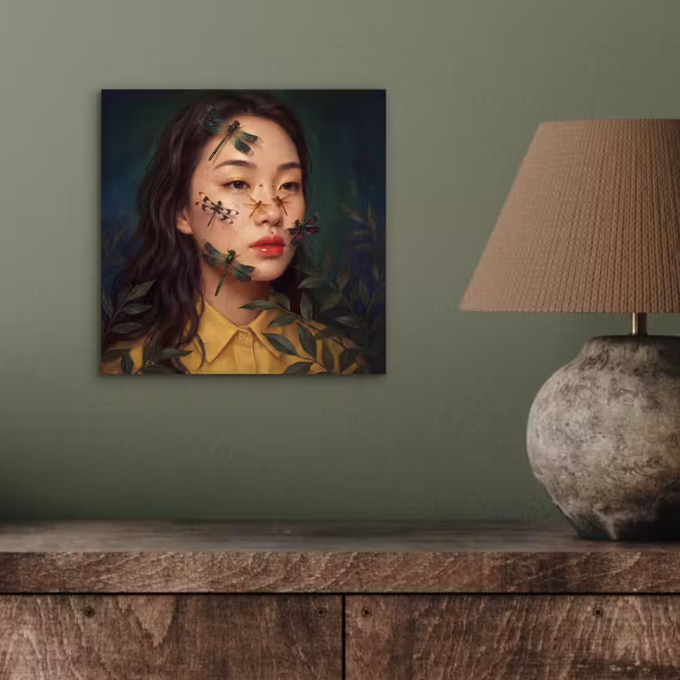 Vrouw - Insecten - Natuur - Portret - Groen aluminium wit klein -sfeer2