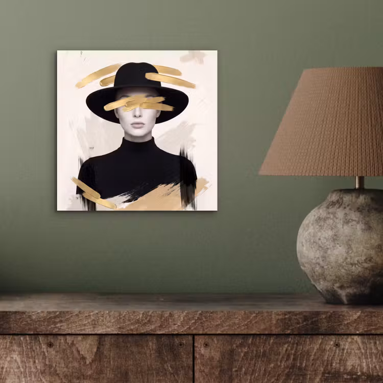 Vrouw - Portret - Modern - Goud - Kunst aluminium wit klein -sfeer2