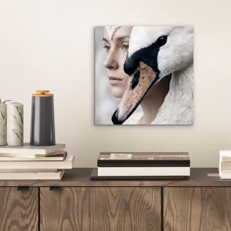 Vrouw - Zwaan - Wit aluminium wit klein -sfeer1