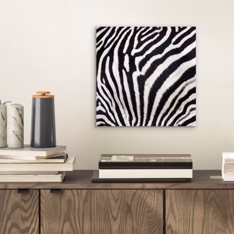 Zebra - Vacht - Klassiek - Zwart - Wit aluminium wit klein -sfeer1