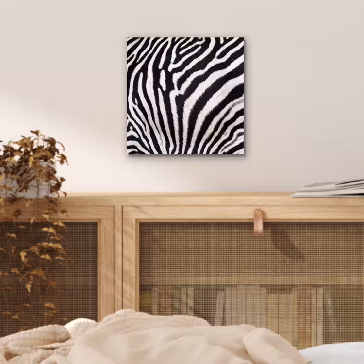 Zebra - Vacht - Klassiek - Zwart - Wit aluminium wit klein -sfeer3
