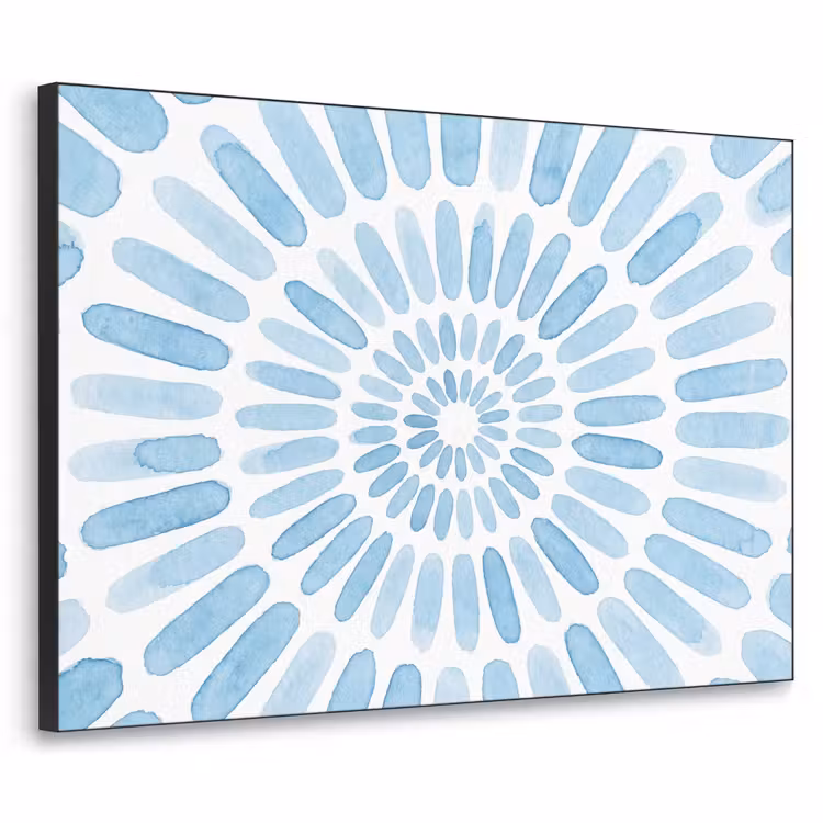 Abstract - Vormen - Kunst - Aquarel - Blauw Textielframe zwart klein -3d