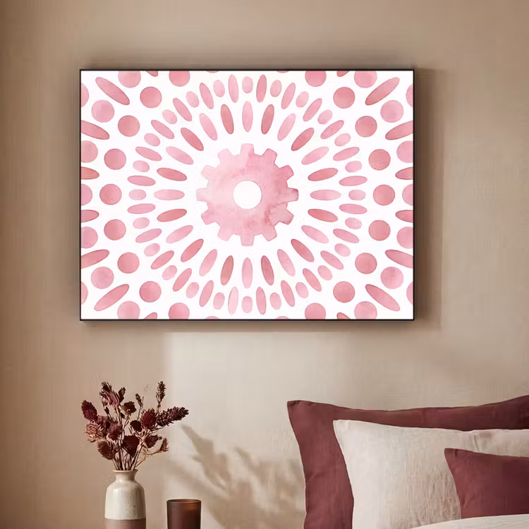 Abstract - Vormen - Patroon - Aquarel - Roze Textielframe zwart klein -sfeer1