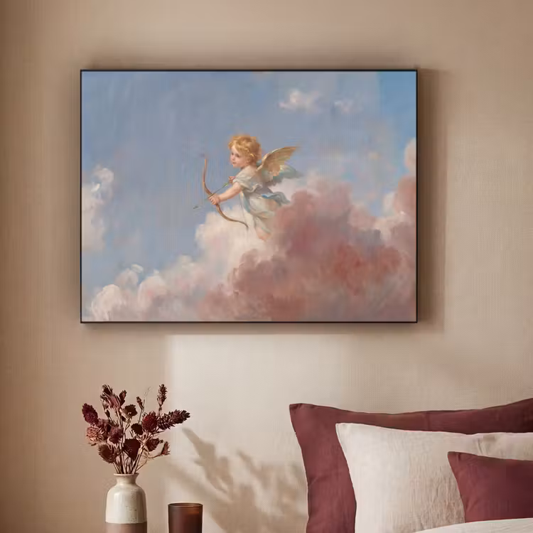 Engel - Pijl en boog - Mythologie - Klassiek Textielframe zwart klein -sfeer1