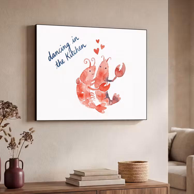Dier - Dans - Liefde - Waterverf - Rood Textielframe zwart klein -sfeer3