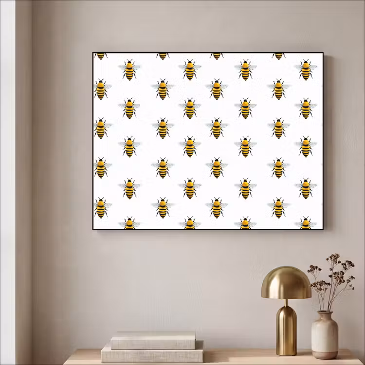 Bijen - Tijdloos - Wit Textielframe zwart klein 947 -sfeer2