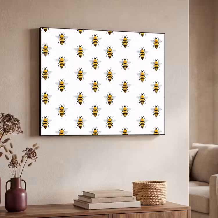 Bijen - Tijdloos - Wit Textielframe zwart klein 947 -sfeer3