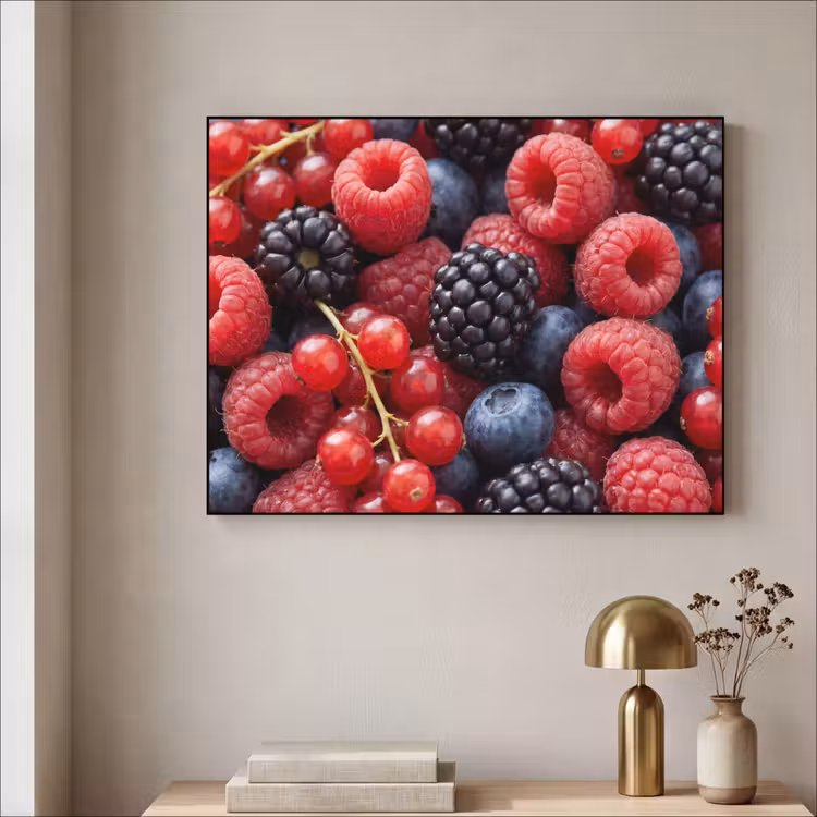 Bessen - Mix - Vers - Eten - Kleurrijk Textielframe zwart klein -sfeer2