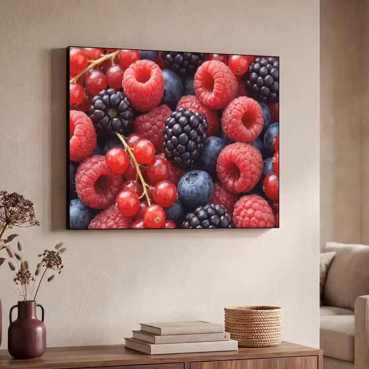 Bessen - Mix - Vers - Eten - Kleurrijk Textielframe zwart klein -sfeer3