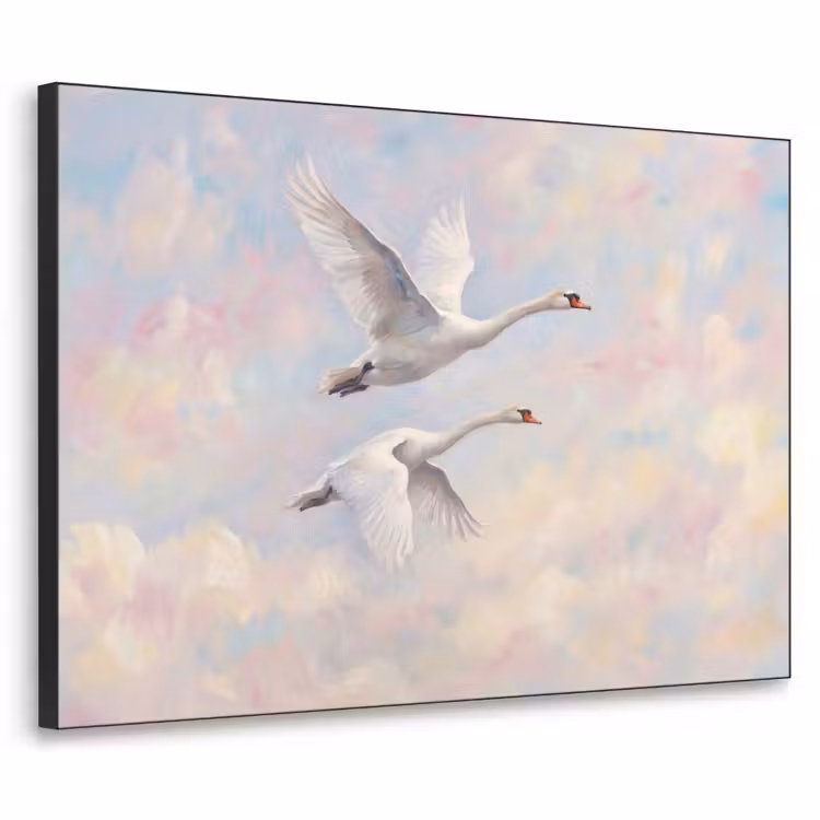 Vogel - Vliegend - Lucht - Modern - Pastel Textielframe zwart klein -3d