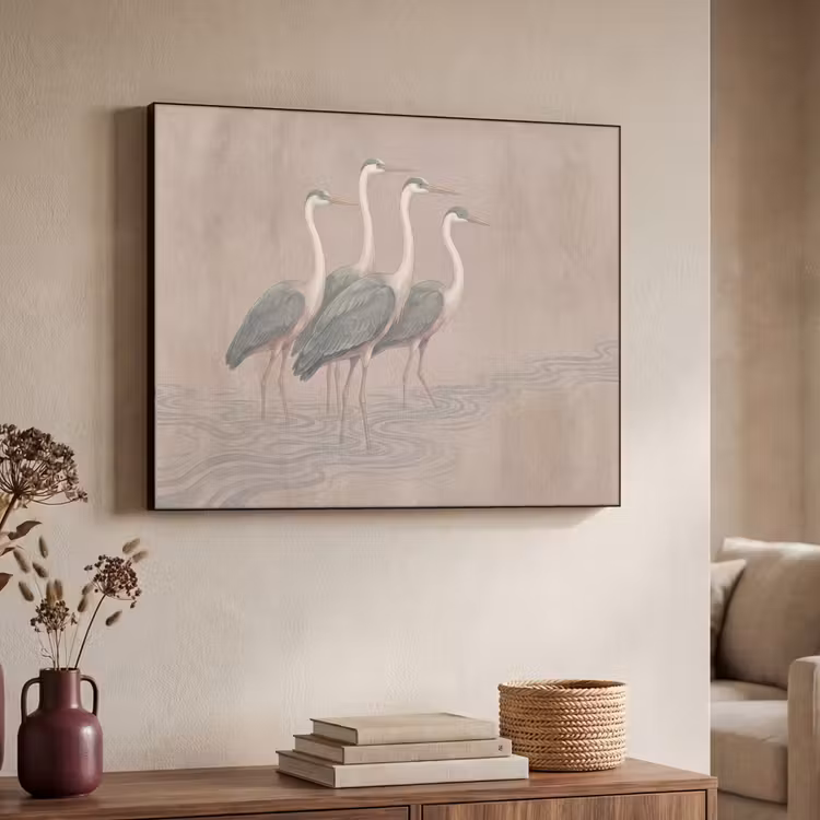 Vogel - Water - Natuur - Vintage Textielframe zwart klein -sfeer3