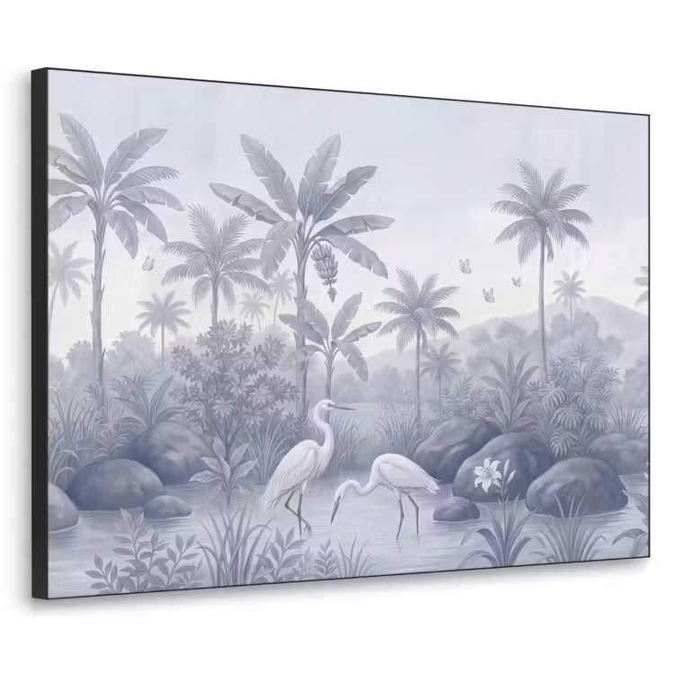 Vogel - Water - Tropisch - Natuur - Blauw Textielframe zwart klein -3d