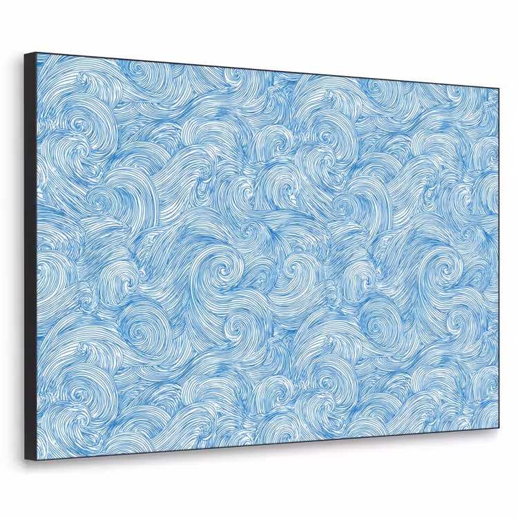 Blauw - Wit - Spiraal - Golven - Lijnen Textielframe zwart klein 947 -3d