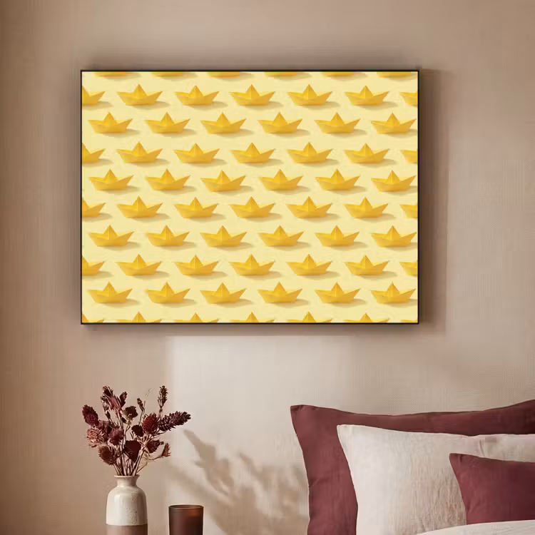 Bootjes - Origami - Creatief - Geel Textielframe zwart klein 947 -sfeer1