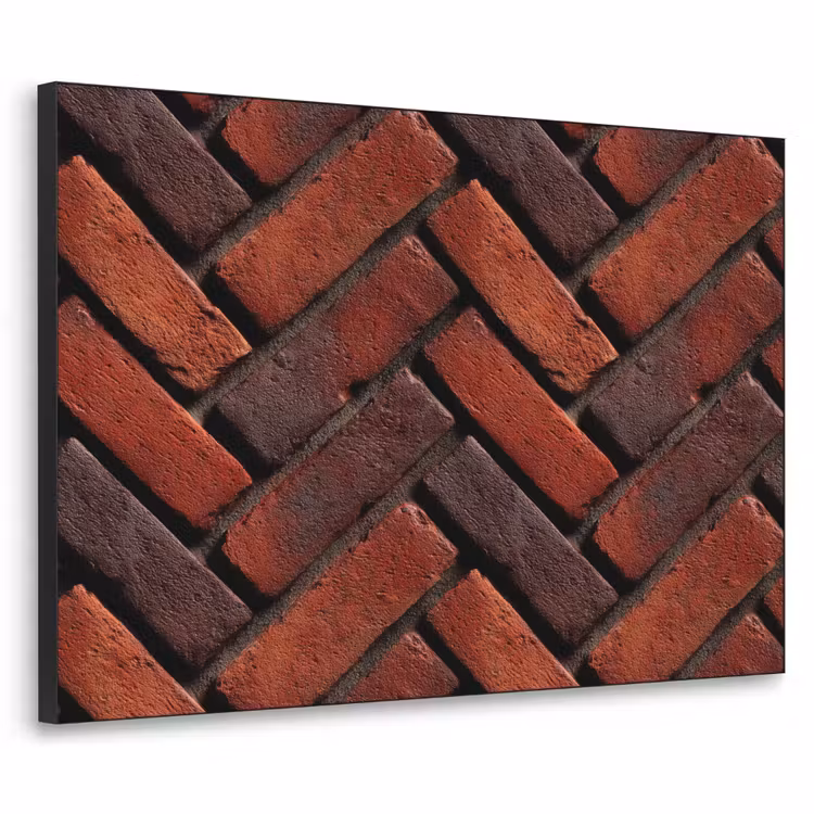 Bakstenen - Visgraat - Structuur - Roodbruin Textielframe zwart klein 947 -3d