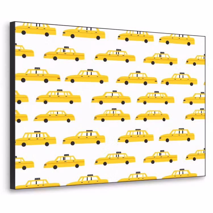 Taxi - Iconisch - Geel Textielframe zwart klein 947 -3d