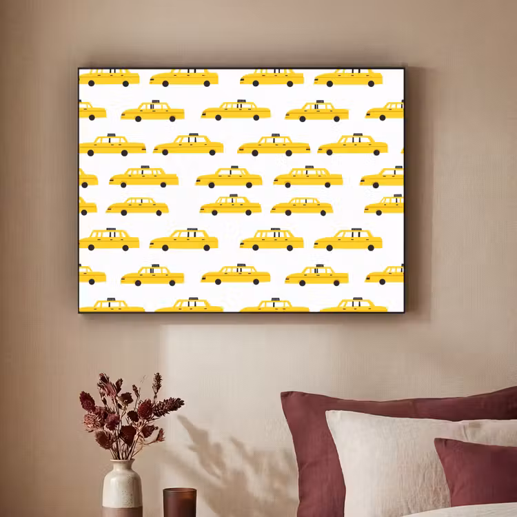 Taxi - Iconisch - Geel Textielframe zwart klein 947 -sfeer1