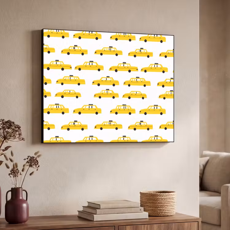 Taxi - Iconisch - Geel Textielframe zwart klein 947 -sfeer3