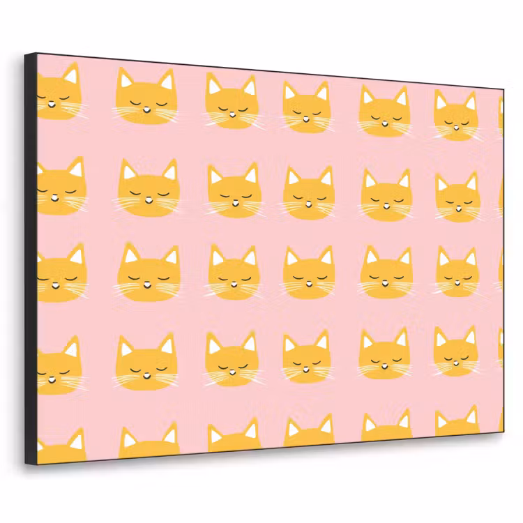 Katten - Patroon - Roze Textielframe zwart klein 947 -3d