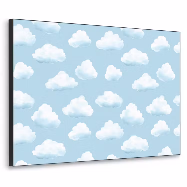 Wolken - Illustratie - Blauw Textielframe zwart klein 947 -3d